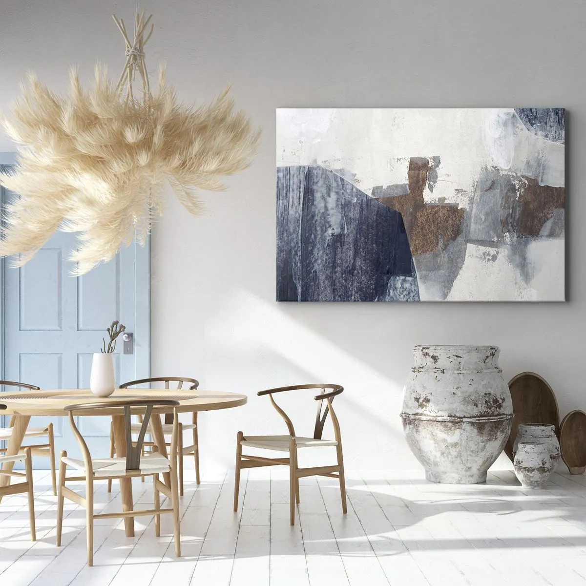 Vászonkép - Kékes barna formák - 120x80 cm