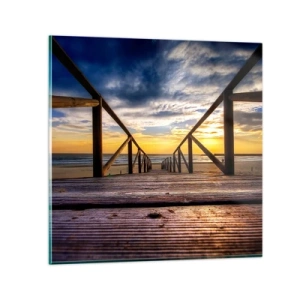 Üveg kép - Egyenesen a csendes tengerpartra naplementekor - 50x50 cm