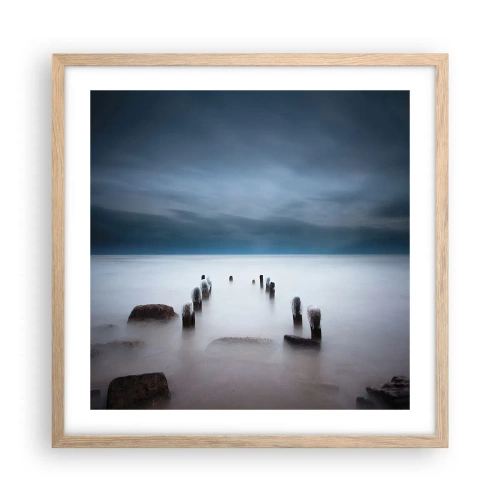 Poszter világos tölgy keretben - Töprengő tó - 50x50 cm