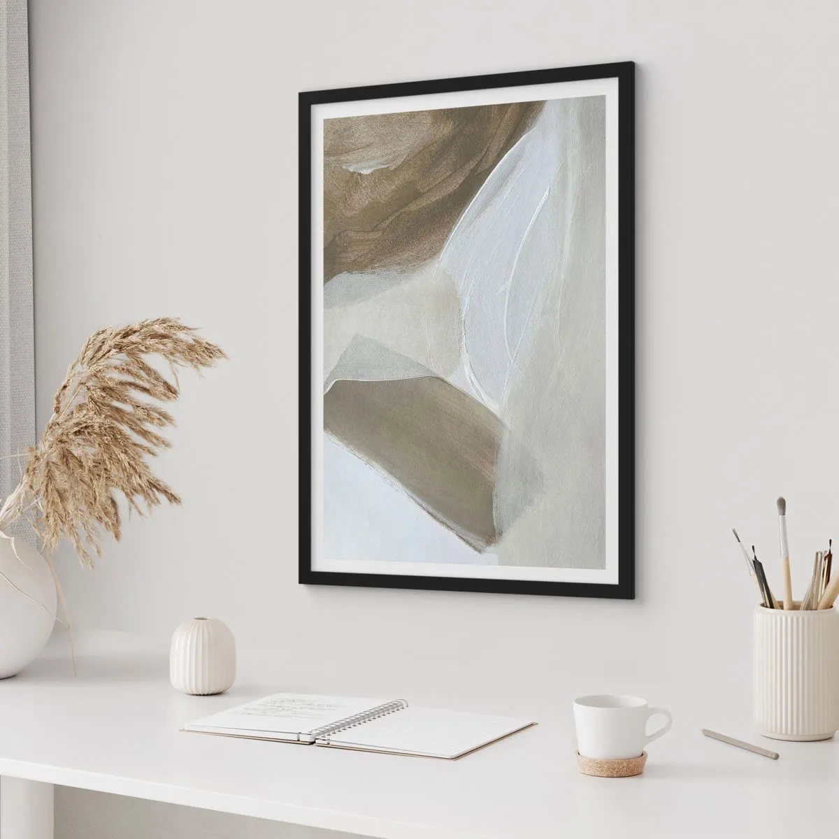 Poszter fehér keretben - Fehér hullámai - 70x100 cm