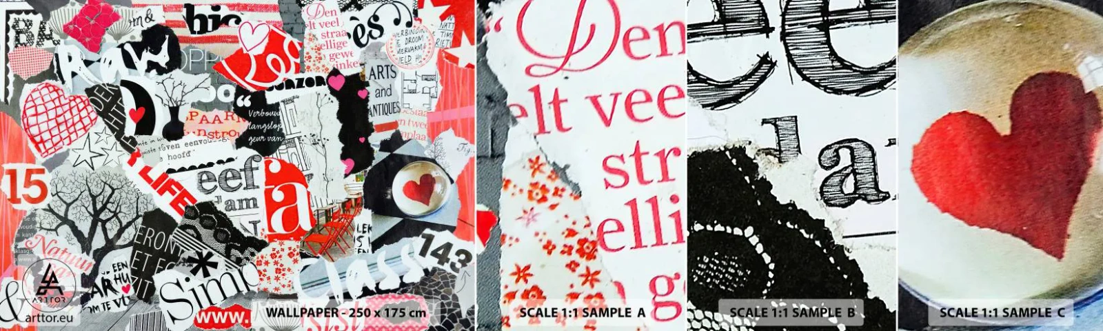 Fotótapéta Minta Standard Eco - Hipszter kollázs - Falfirkálás, Falfestmény, Szüret - 100x30 cm