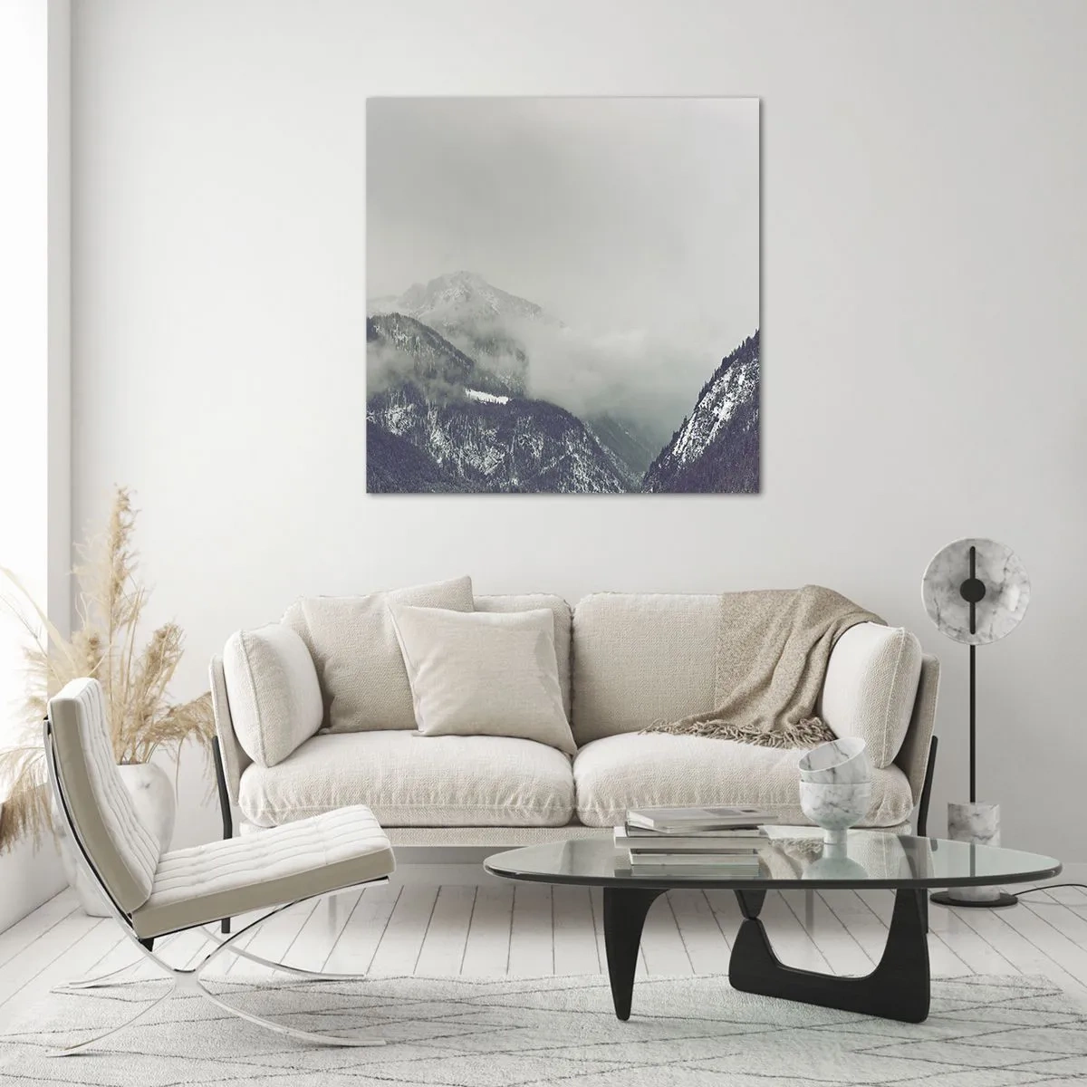 Üveg kép - Ködös völgy - 70x70 cm