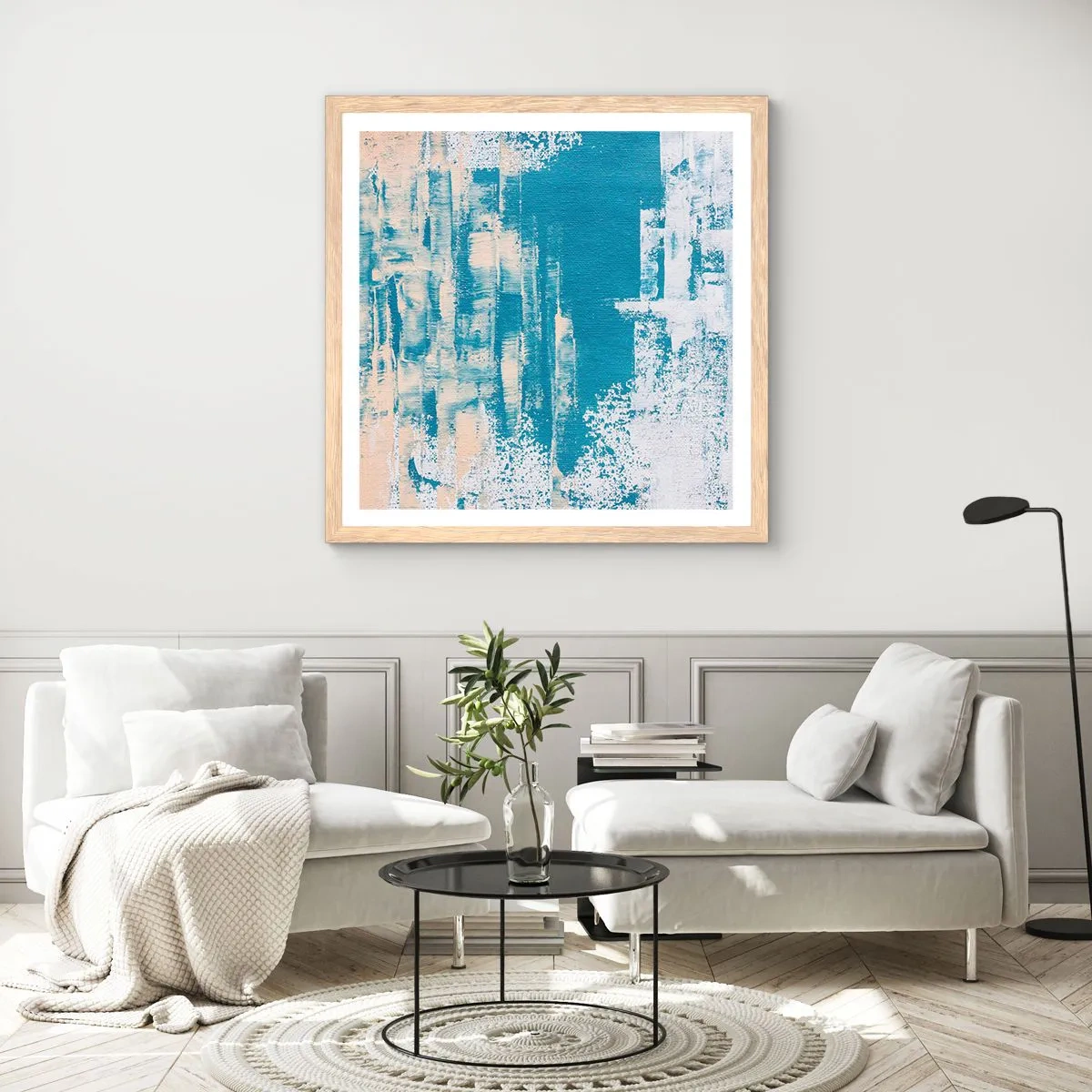 Poszter világos tölgy keretben - Jégcsapon keresztül - 40x40 cm