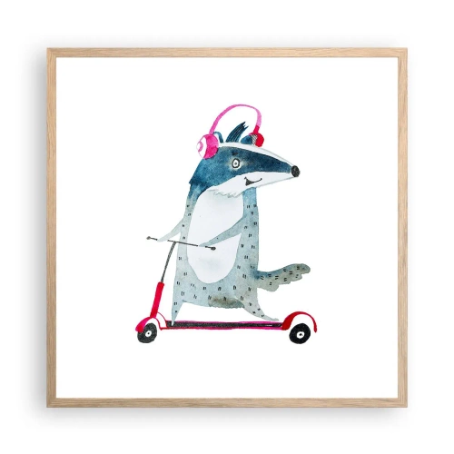 Poszter világos tölgy keretben - Borzas örömök - 60x60 cm