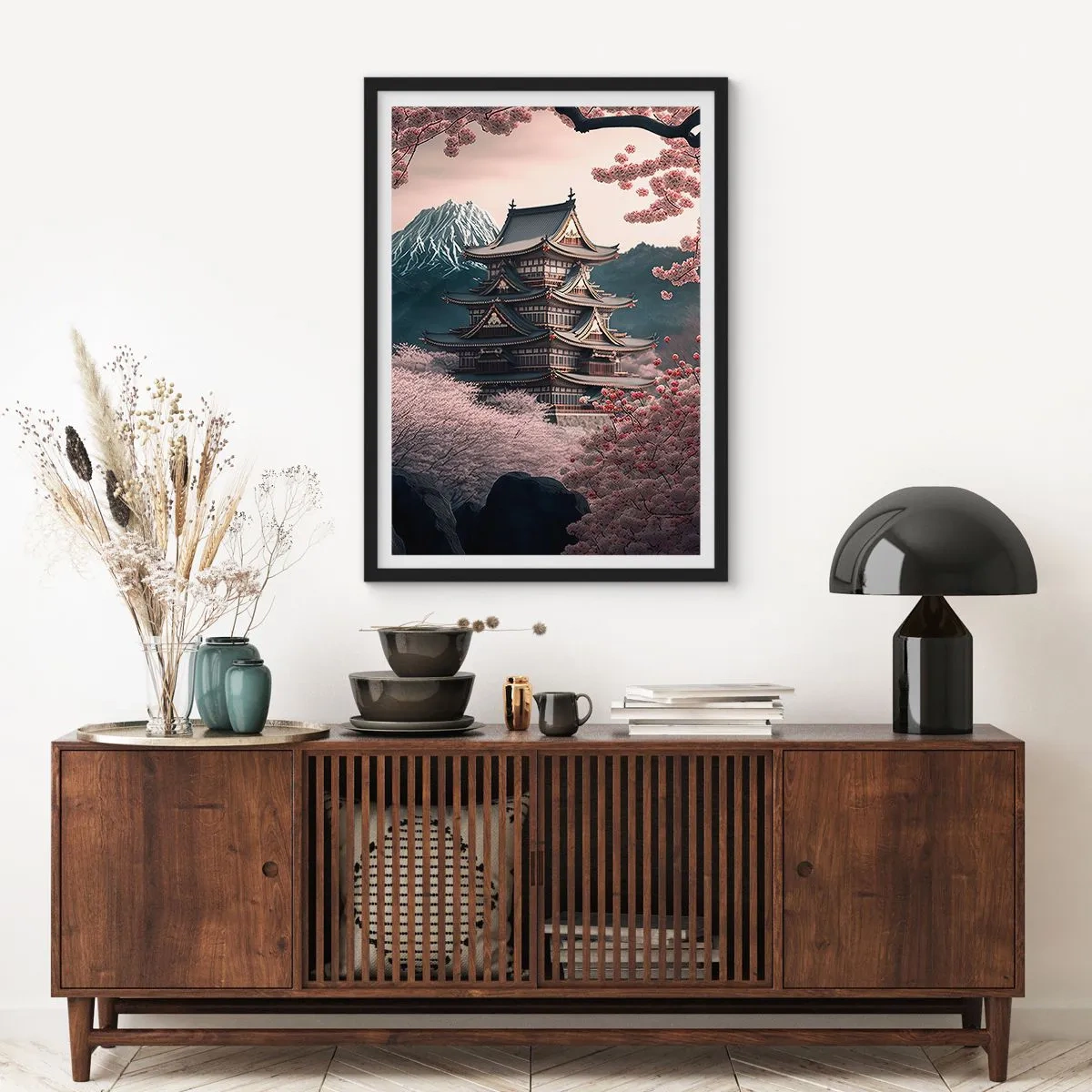 Poszter fehér keretben - A cseresznyevirágzás országa - 50x70 cm