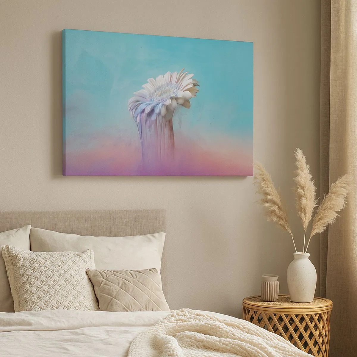 Vászonkép - Pasztell gerbera elmosódás hatással - 70x50cm - A virág alvilág - Modern fali dekoráció nappalihoz és hálószobához ARTTOR