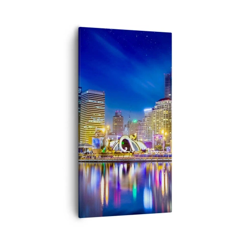 Vászonkép - Metropolis szivárvány éjszakája - 55x100 cm