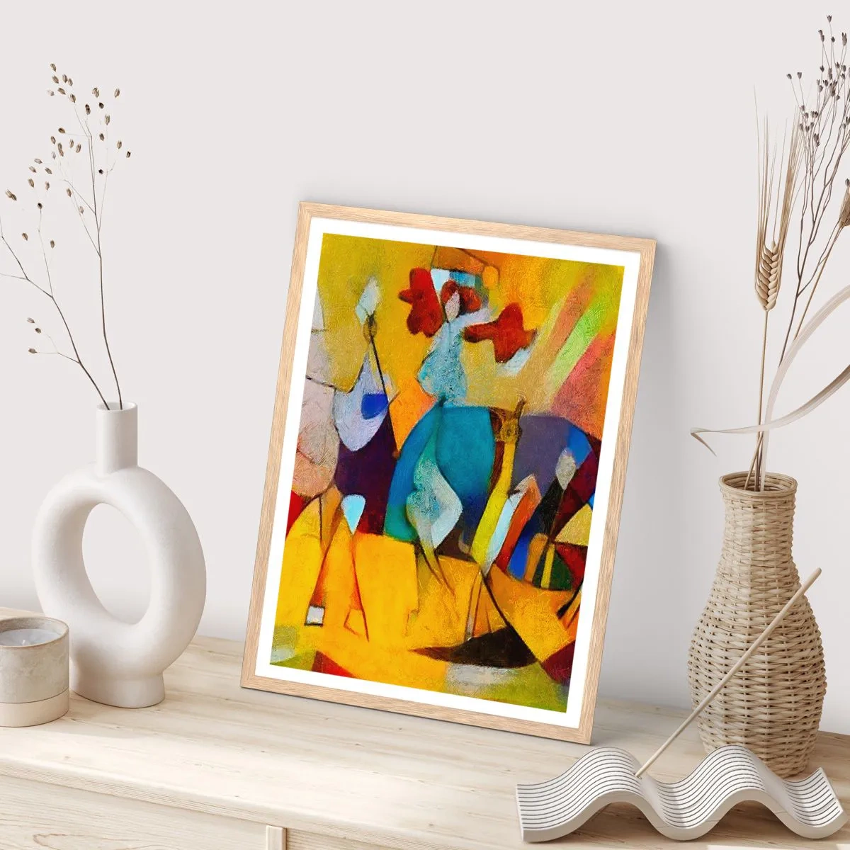 Poszter világos tölgy keretben - Nap - élet - boldogság - 30x40 cm