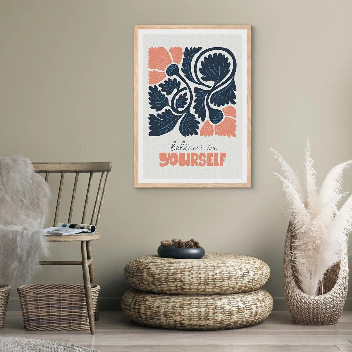 Poszter világos tölgy keretben - Kivirágzol - 70x100 cm