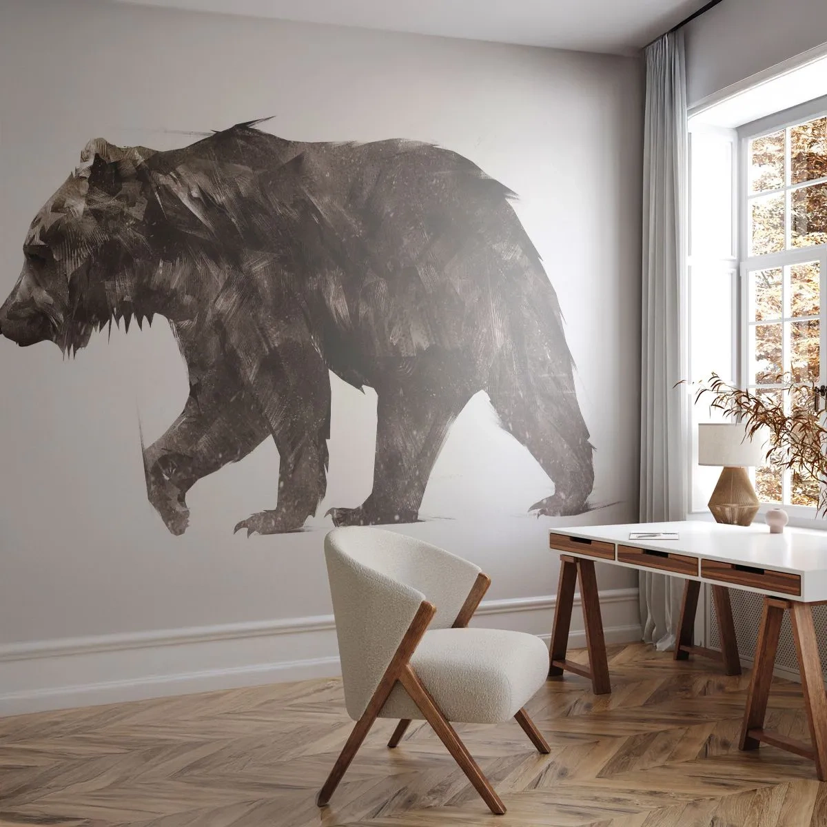 Fotótapéta Premium Sand - Mindig igazi szőrmét hordok! - Állatok, Medve, Absztrakció - 200x140 cm