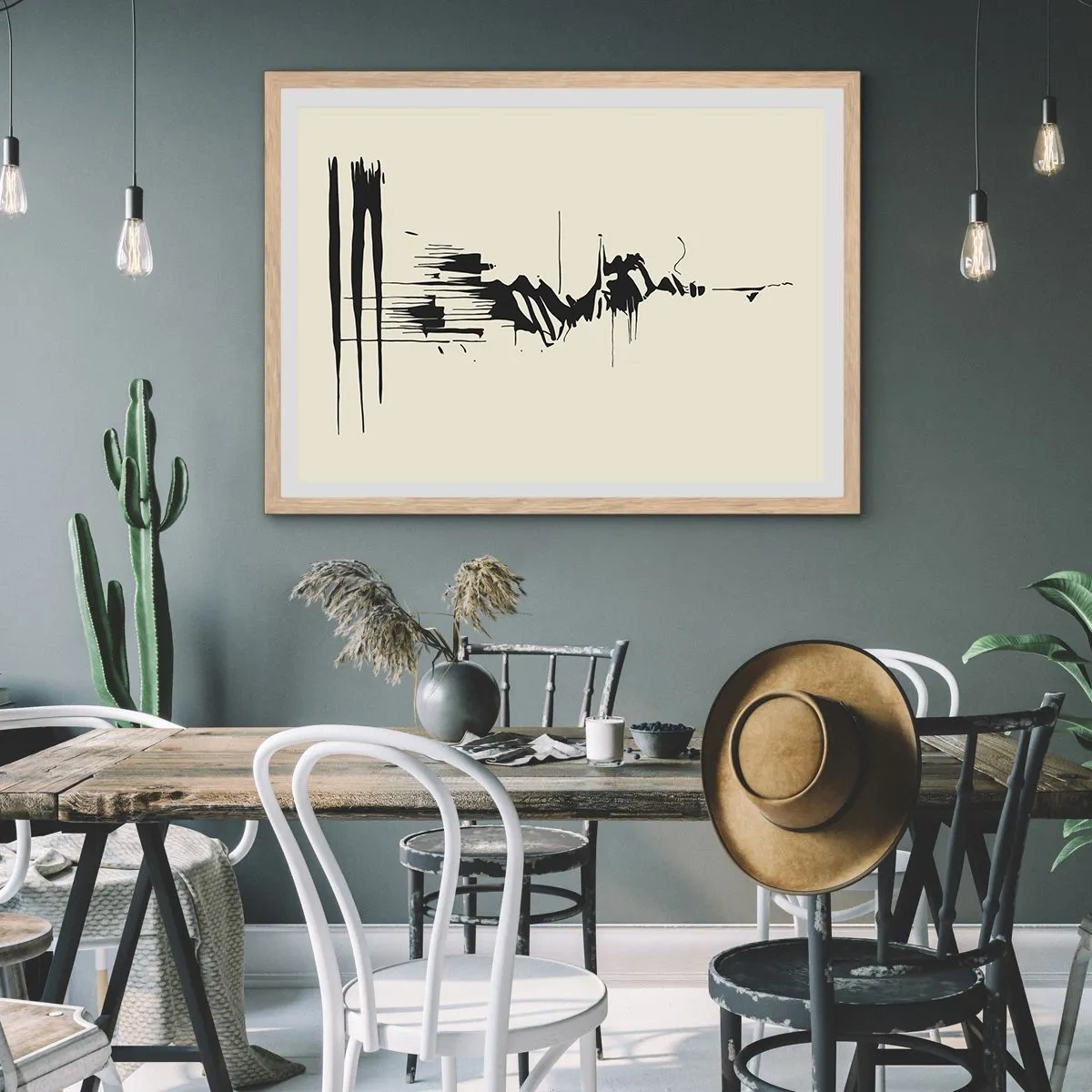 Poszter világos tölgy keretben - Sietős absztrakció - 70x50 cm