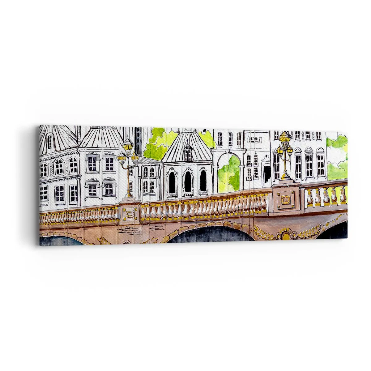 Vászonkép - Város mint a festményről - 90x30 cm