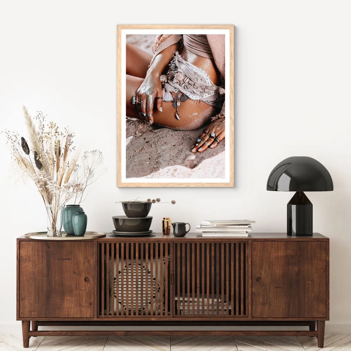 Poszter világos tölgy keretben - A hullámok vetettek partra? - 70x100 cm