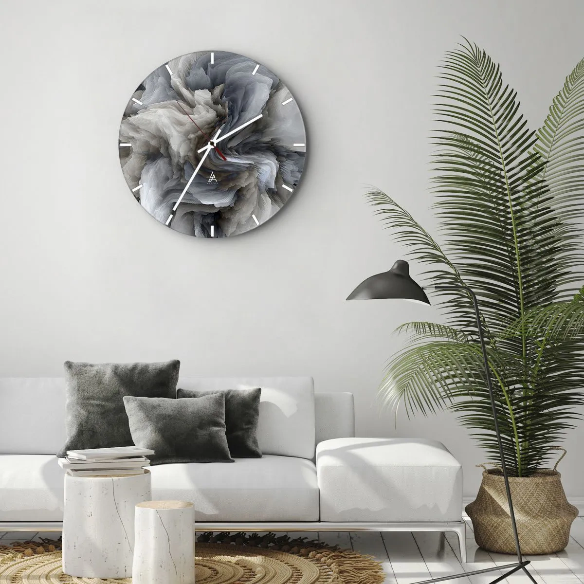 Falióra, Óra - Egy finom forma, amely kőből készült virágra hasonlít - 30x30cm - Kő és virág - Modern fali dekoráció nappalihoz, konyhához és hálószobához ARTTOR
