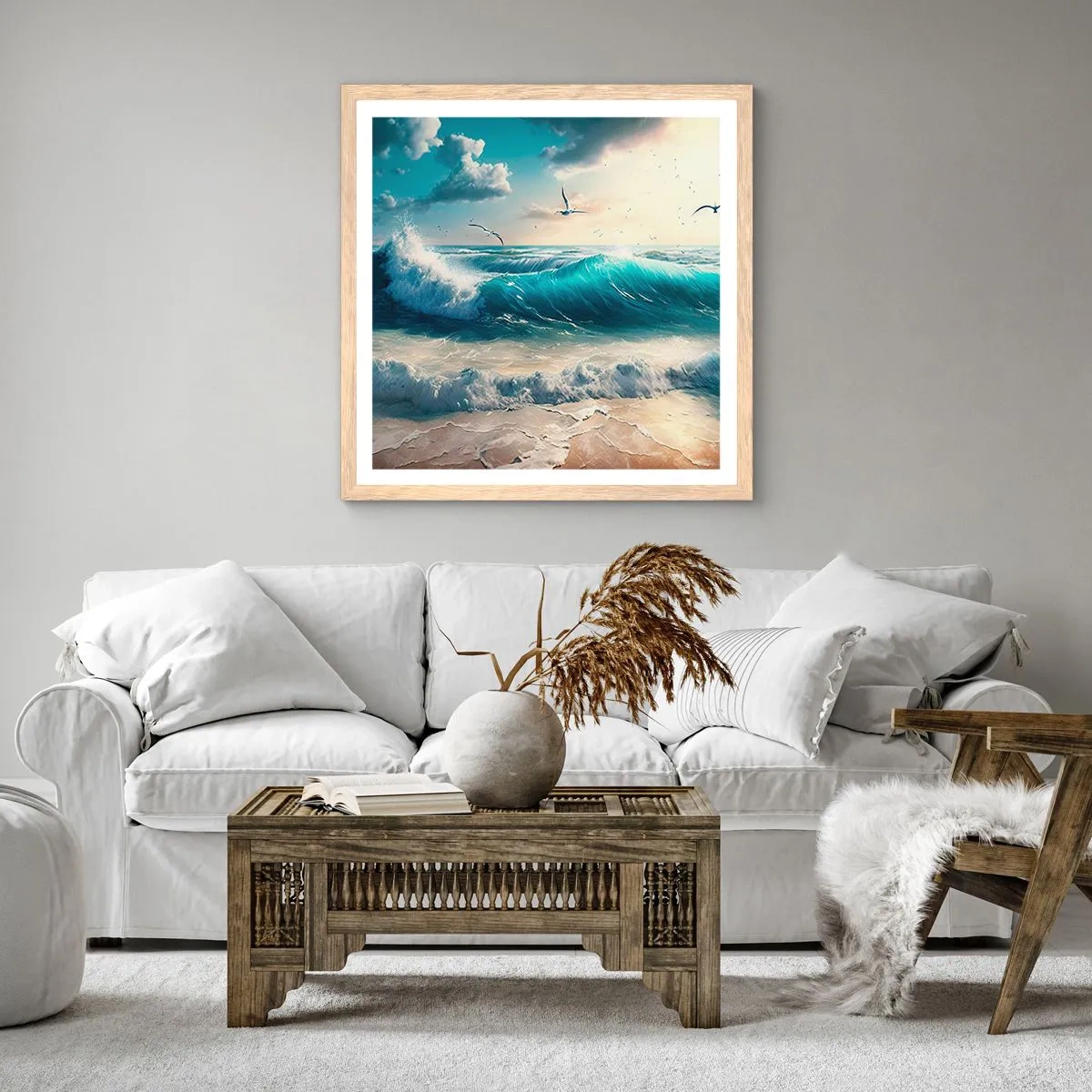 Poszter világos tölgy keretben - Zaj csak neked - 40x40 cm