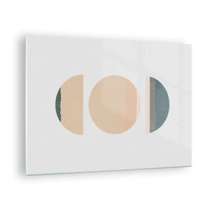 Üveg kép - Minimalista geometrikus minták pasztell színekben - 70x50cm - Kerékről kerékre - Modern fali dekoráció nappalihoz és hálószobához ARTTOR