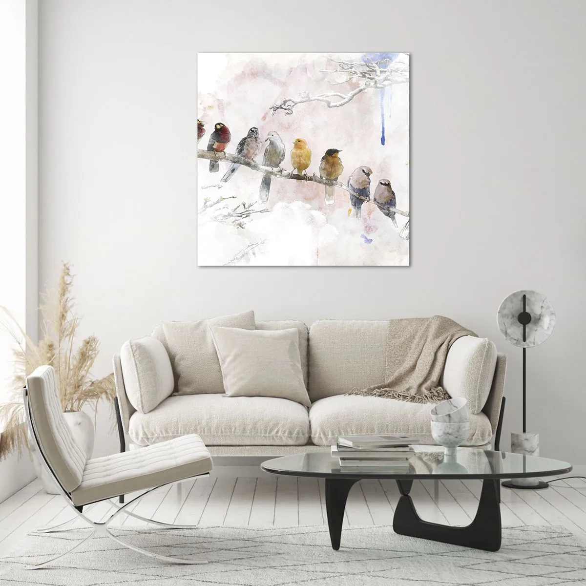 Üveg kép - Szárnyas találkozó - 70x70 cm