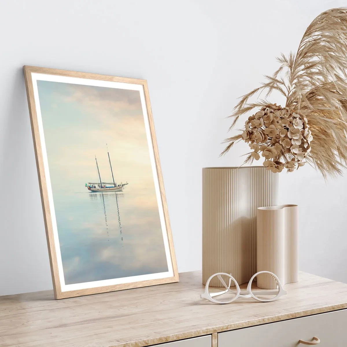 Poszter világos tölgy keretben - A csend tengerében - 40x50 cm