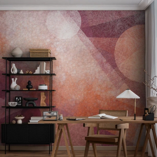 Öntapadós Fotótapéta Deluxe Sticker - Geometriai transzformációk rózsaszínben - Absztrakció, Darab, Modern minta - 100x70 cm