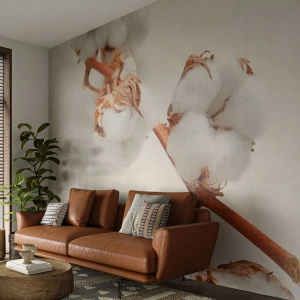 Fotótapéta Premium Sand - Csak ölelkezni - Pamut Virág, Virág, Cotton Twig - 150x105 cm