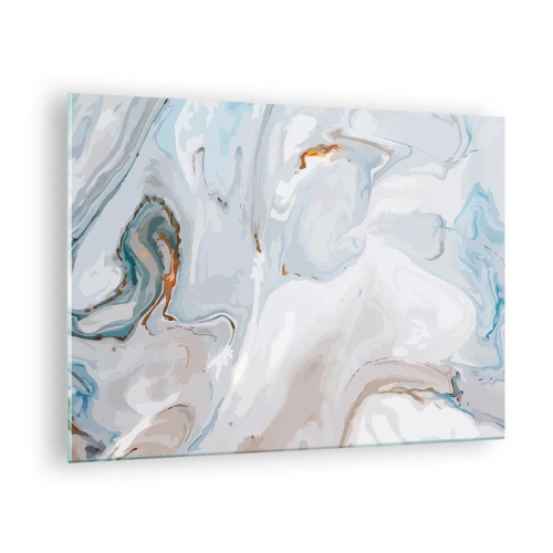 Üveg kép - Finom márványminta kék és fehér árnyalatokban - 70x50cm - Felhabzott fehér - Modern fali dekoráció nappalihoz és hálószobához ARTTOR