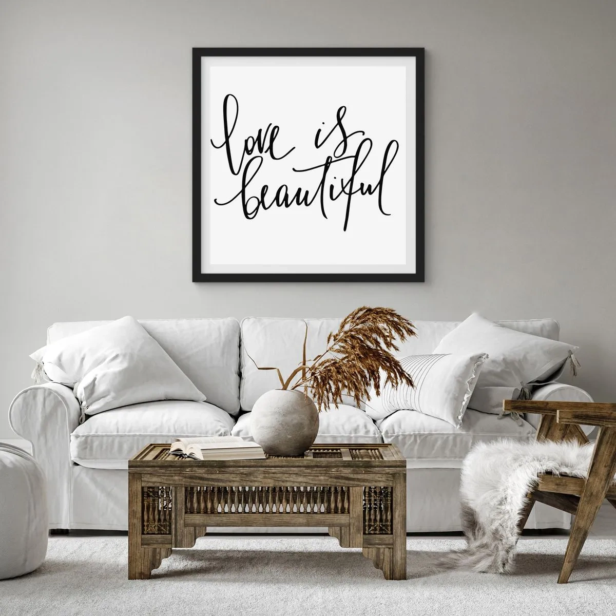 Poszter fehér keretben - Olvass és ismételj - 40x40 cm