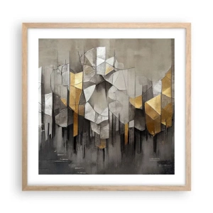 Poszter világos tölgy keretben - Kompozíció jégből és fényből - 50x50 cm