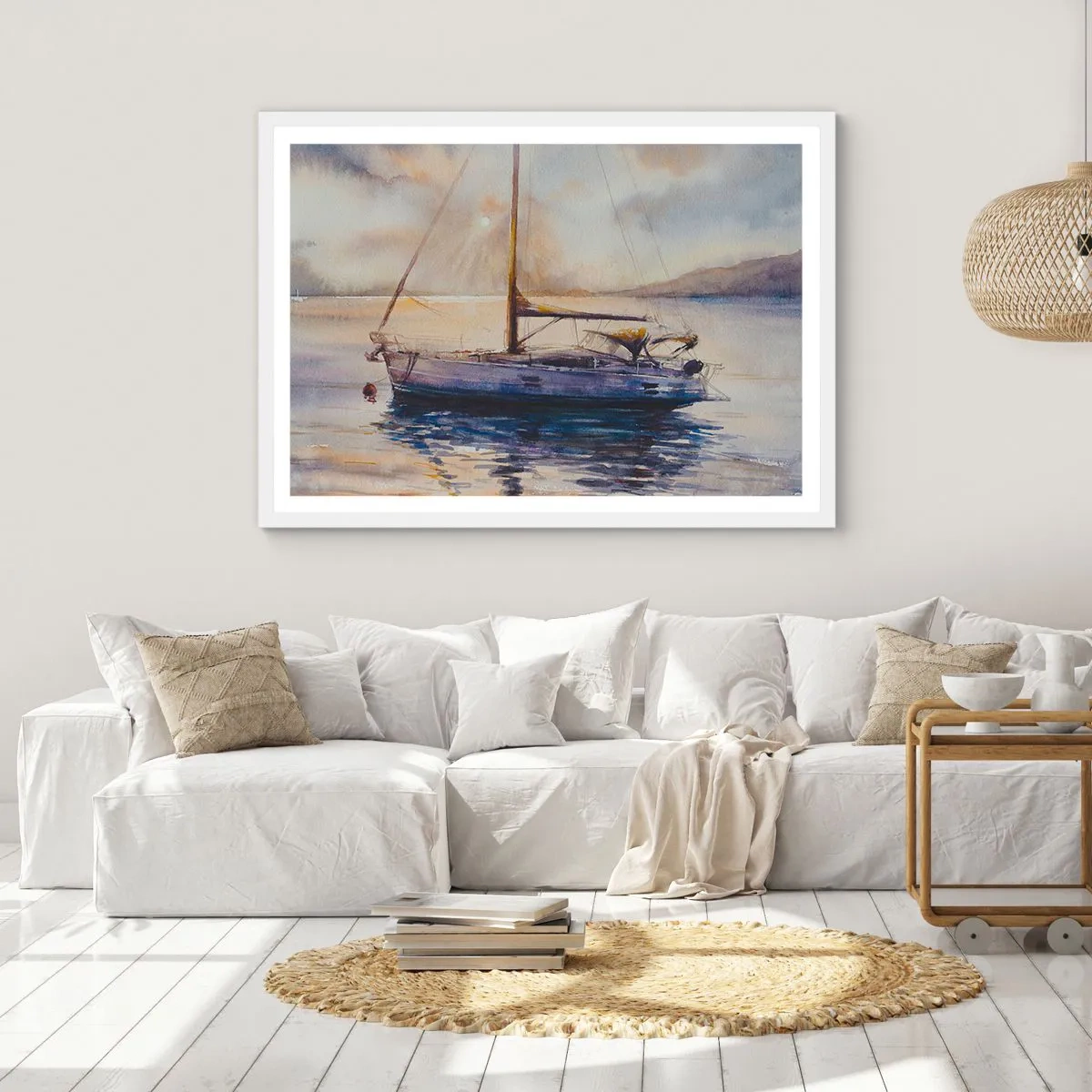 Poszter fekete keretben - Este az öbölben - 70x50 cm