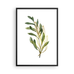 Poszter fehér keretben - Akvarell ág finom arany díszítéssel - 50x70cm - Minden, ami jó - Modern fali dekoráció nappalihoz és hálószobához ARTTOR