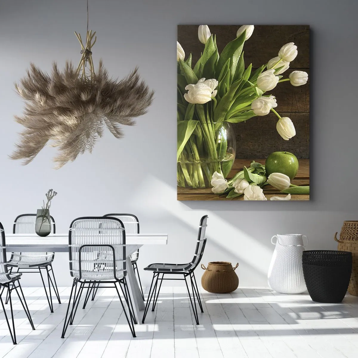 Vászonkép - Zamatos és friss zöldben és fehérben - 50x70 cm