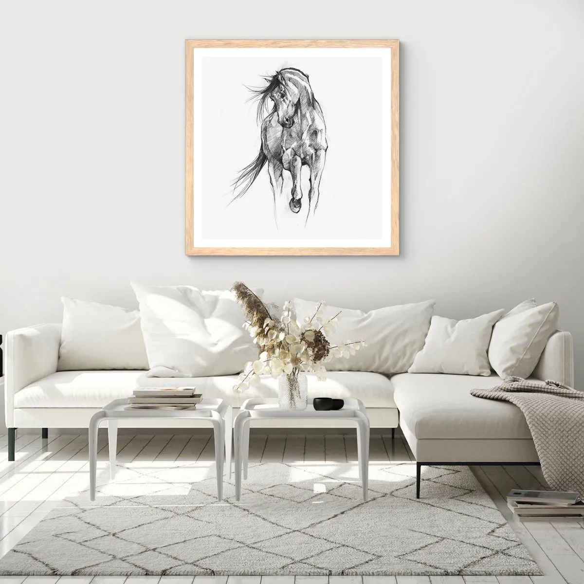 Poszter világos tölgy keretben - Kecses ügetésben - 60x60 cm