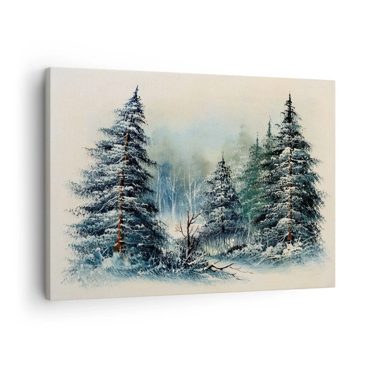 Vászonkép - Téli táj hófödte fákkal - 70x50cm - Karácsonyra készen - Modern fali dekoráció nappalihoz és hálószobához ARTTOR