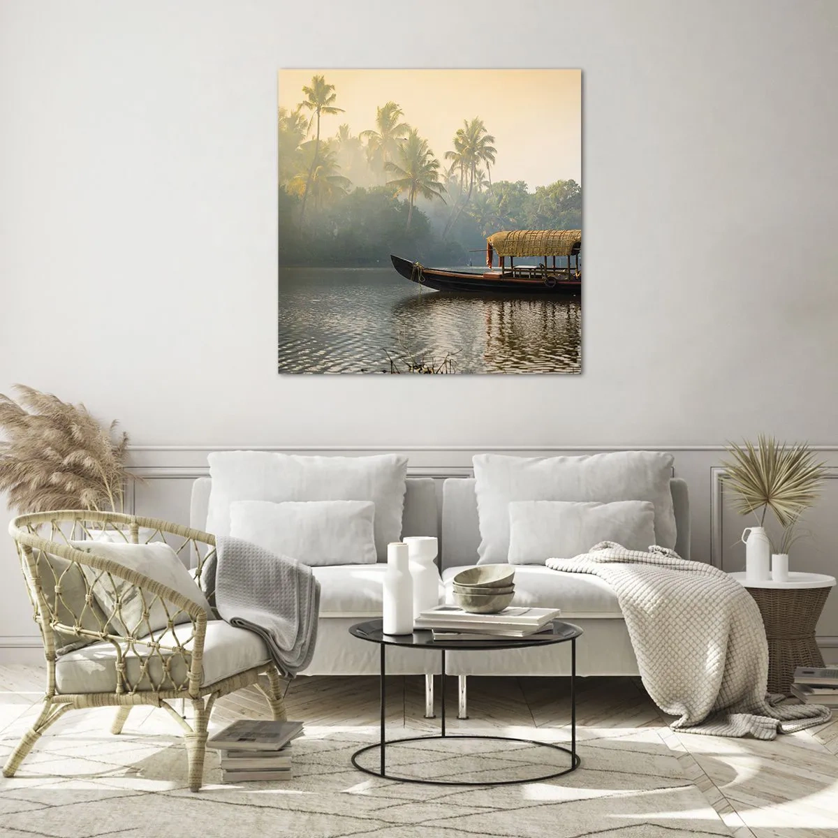 Üveg kép - Ház a folyón - 70x70 cm