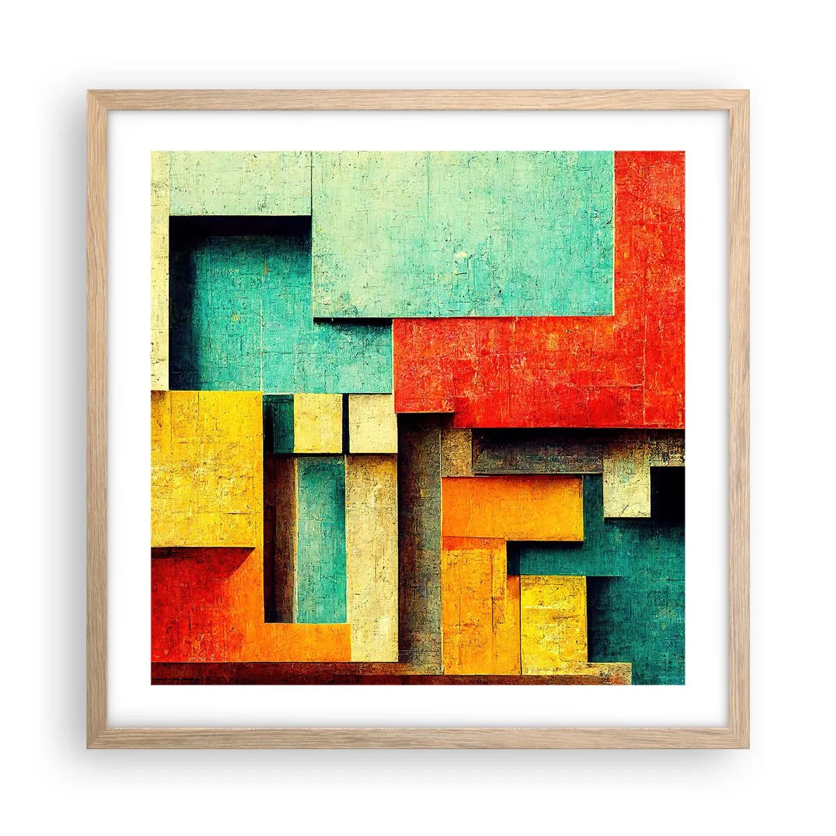 Poszter világos tölgy keretben - A derékszögek fesztiválja - 50x50 cm