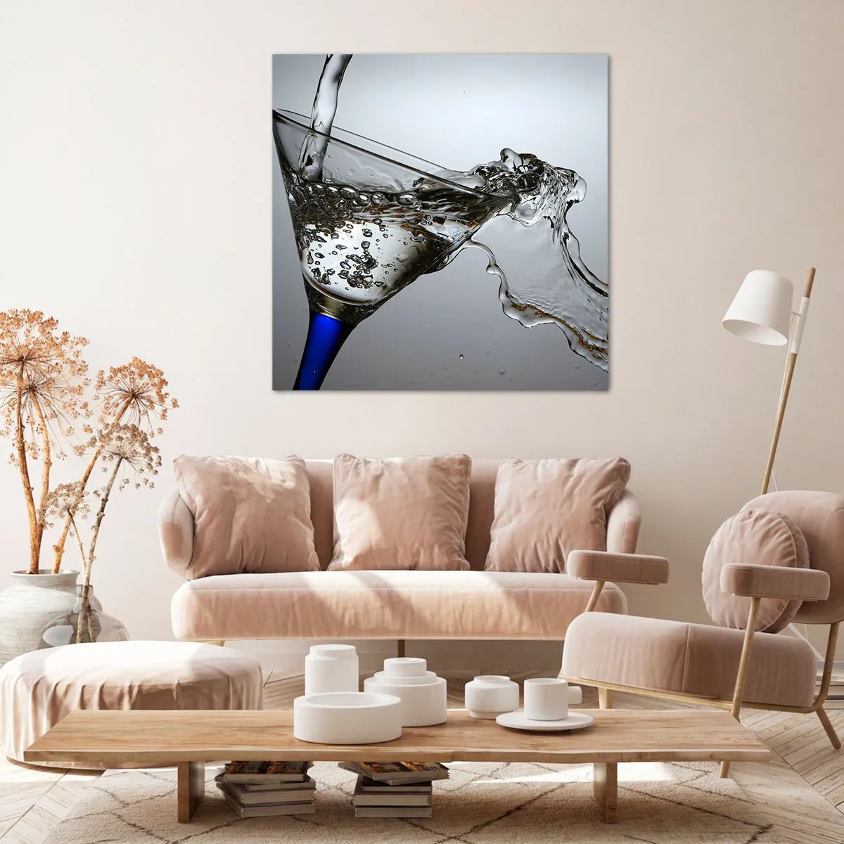 Vászonkép - Kristályvíz kristályüvegben - 40x40 cm