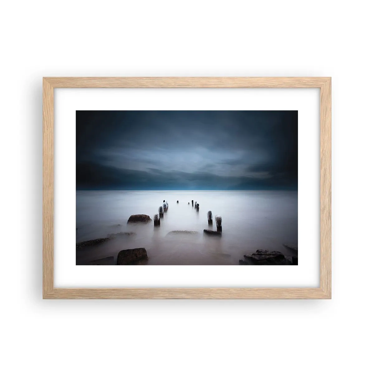 Poszter világos tölgy keretben - Töprengő tó - 40x30 cm