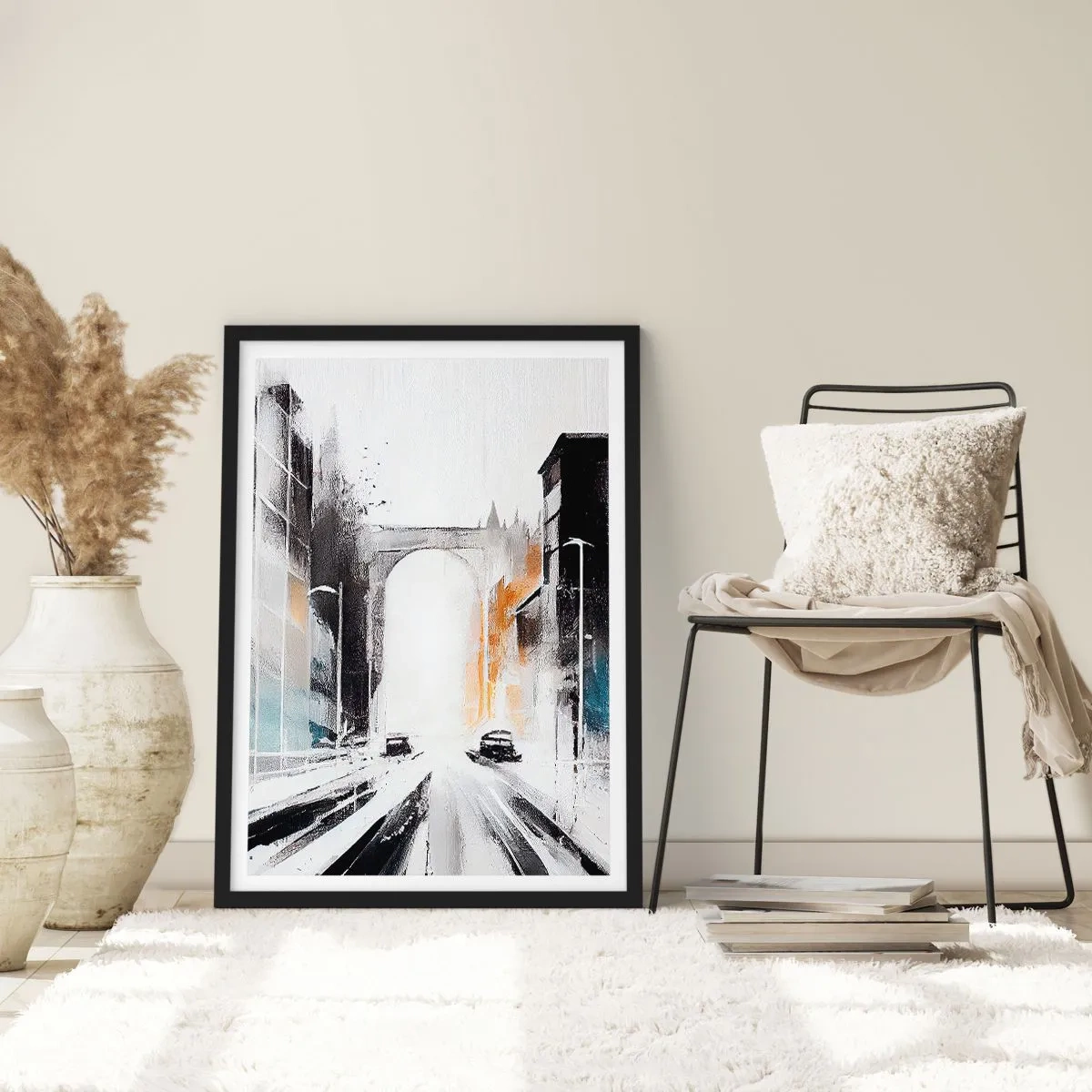 Poszter fehér keretben - Várostanulmány: építészet és mozgás - 61x91 cm