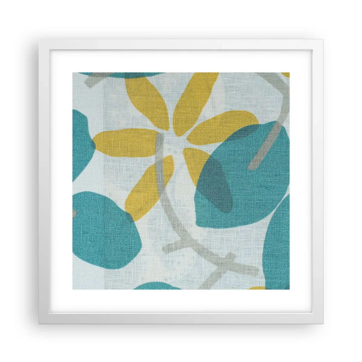 Poszter fekete keretben - Azúrkék levelek között - 40x40 cm