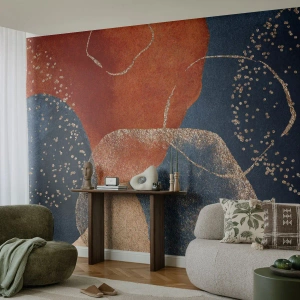 Fotótapéta Standard Eco - Absztrakt sötétkék és réz foltok arannyal - 100x70cm - A lét könnyedsége - Modern fali dekoráció nappalihoz és hálószobához ARTTOR