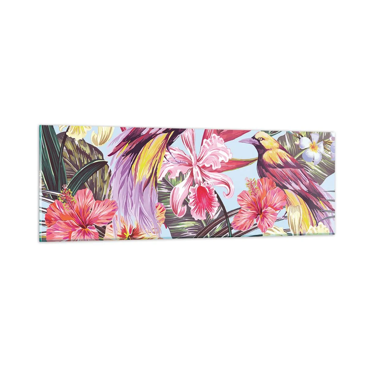 Üveg kép - Szirmok és tollak - 90x30 cm