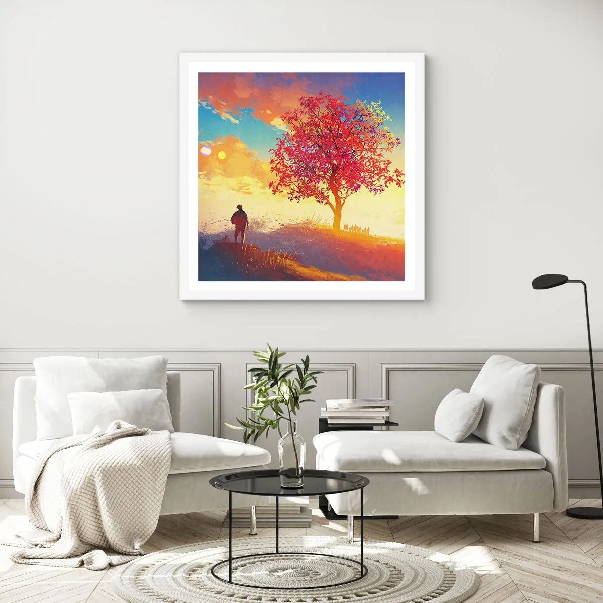 Poszter fekete keretben - Zarándok a célállomáson - 50x50 cm