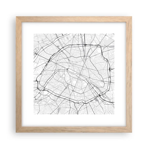 Poszter világos tölgy keretben - Párizs virága - 30x30 cm