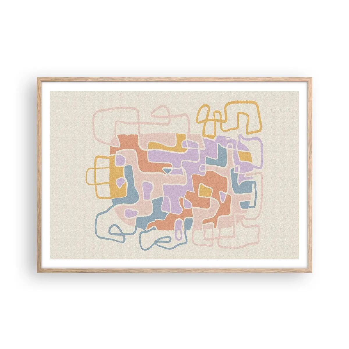 Poszter világos tölgy keretben - Labirintus - egy örömteli kaland - 100x70 cm