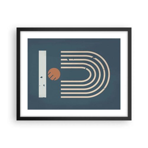 Poszter fehér keretben - Geometria sötétkék háttéren - 50x40 cm