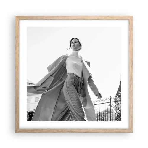 Poszter világos tölgy keretben - Velem jössz? - 50x50 cm