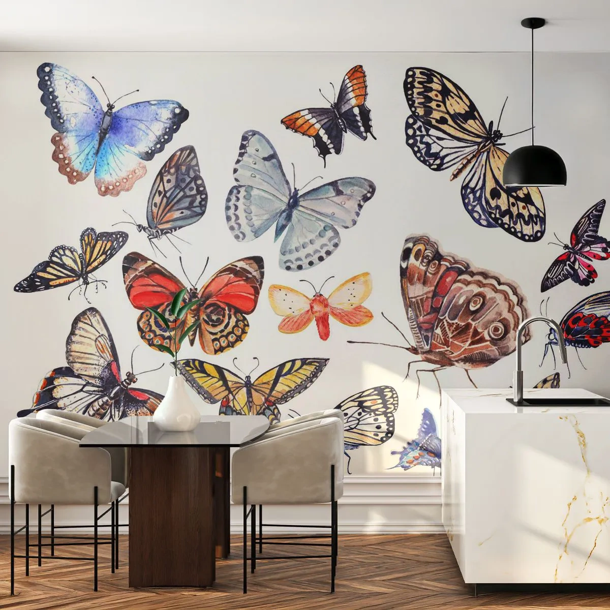 Fotótapéta Standard Eco - Csipkés, színes raj - Gyerekeknek, Színes pillangók, Grafika - 200x140 cm