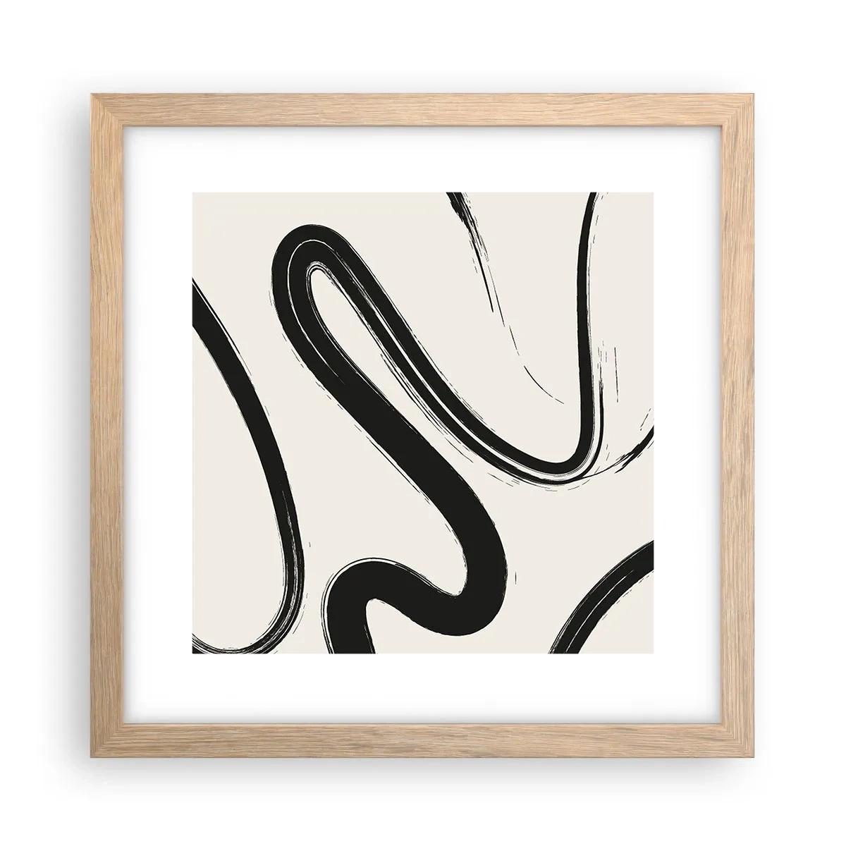 Poszter világos tölgy keretben - Fekete-fehér rajongás - 30x30 cm