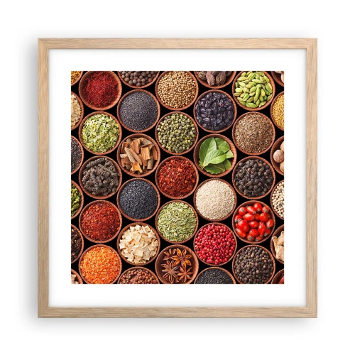 Poszter világos tölgy keretben - A világ összes íze - 40x40 cm