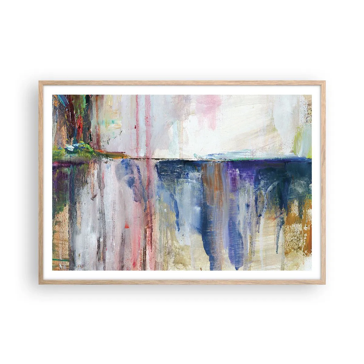 Poszter világos tölgy keretben - Színes benyomások és társítások - 100x70 cm