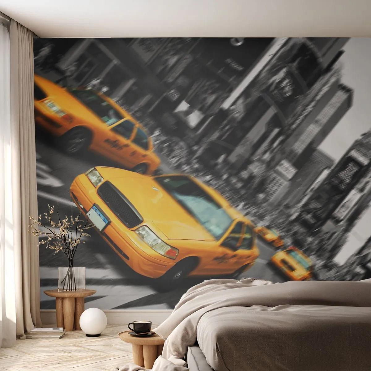 Fotótapéta Premium Sand - New York-i napfény cseppjei - Város, Ney York, Taxi - 100x70 cm